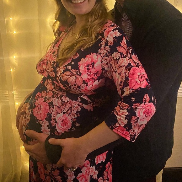 ASOS Maternity Maxi Neon and Pink Wrap Dress - Picture 5 of 7